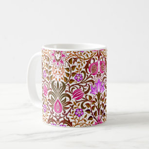 Jacobean Floral Damask, Pink, Violet and Brown  Coffee Mug