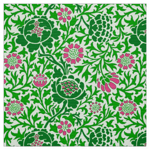 Jacobean Floral, Emerald and Lime Green Fabric
