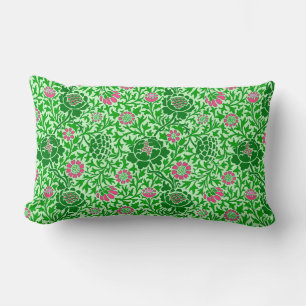 Jacobean Floral, Emerald and Lime Green Lumbar Pillow