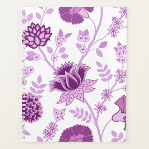 Jacobean Floral Lg Motif rose sur blanc