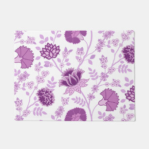 Jacobean Floral Lg Pattern Pinks on White Doormat