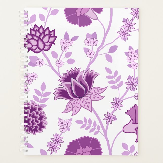 Jacobean Floral Lg Pattern Pinks on White Planner (Front)
