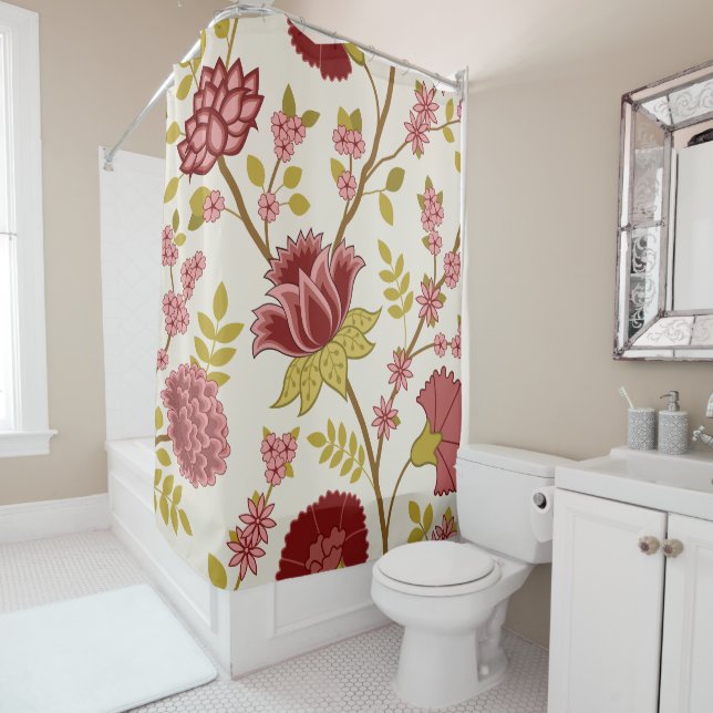 Jacobean Floral Lg Pattern Reds Pinks Gold Cream (In Situ)