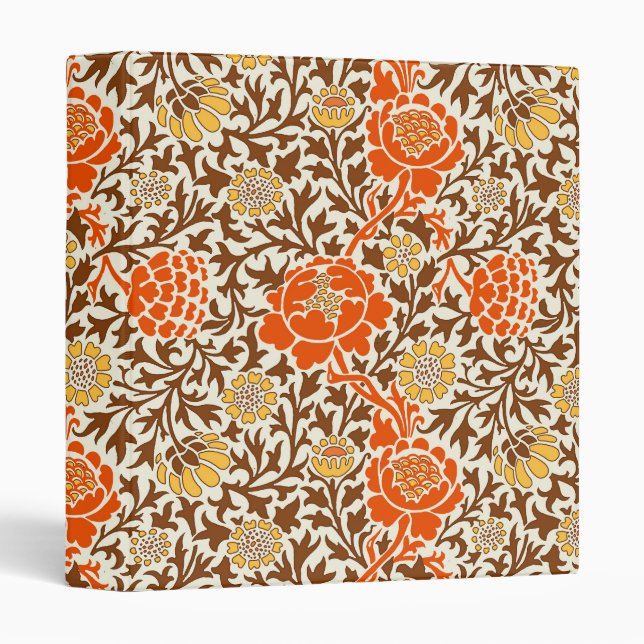 Jacobean Floral , Orange Brown & Mustard Gold Binder (Front/Spine)