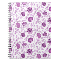 Jacobean Floral Pattern Pinks on White