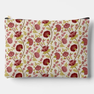 Jacobean Floral Pattern Reds Pinks Gold Cream Accessory Pouch
