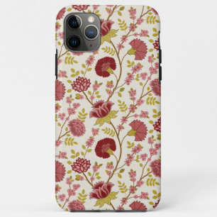 Jacobean Floral Pattern Reds Pinks Gold Cream iPhone 11 Pro Max Case