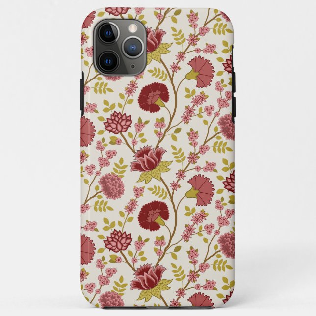 Jacobean Floral Pattern Reds Pinks Gold Cream Case-Mate iPhone Case (Back)
