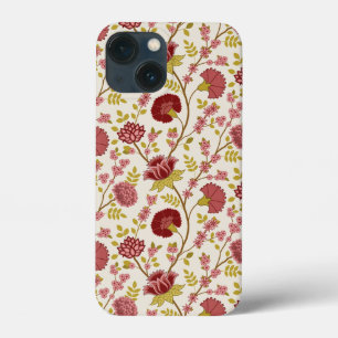 Jacobean Floral Pattern Reds Pinks Gold Cream iPhone 13 Mini Case