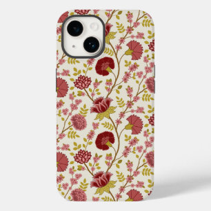 Jacobean Floral Pattern Reds Pinks Gold Cream Case-Mate iPhone 14 Case