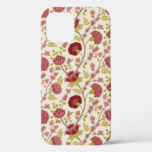 Jacobean Floral Pattern Reds Pinks Gold Cream iPhone 12 Pro Case