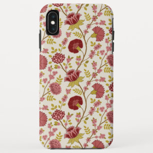 Jacobean Floral Pattern Reds Pinks Gold Cream iPhone XS Max Case