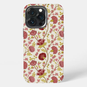 Jacobean Floral Pattern Reds Pinks Gold Cream iPhone 13 Pro Case