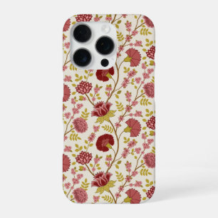 Jacobean Floral Pattern Reds Pinks Gold Cream iPhone 16 Pro Case