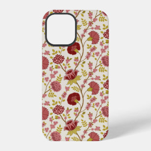 Jacobean Floral Pattern Reds Pinks Gold Cream iPhone 12 Pro Case