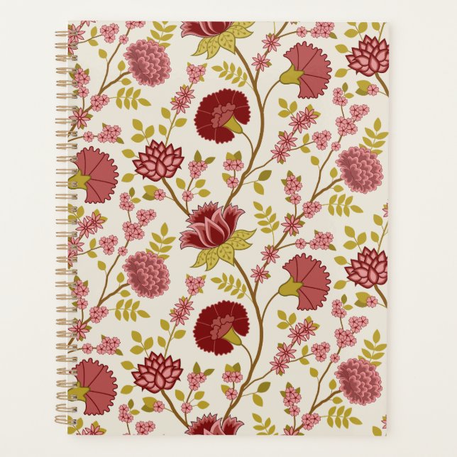 Jacobean Floral Pattern Rouge Rose Gold Crème (Devant)