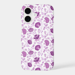 Jacobean Floral Repeat Pattern Pinks on White