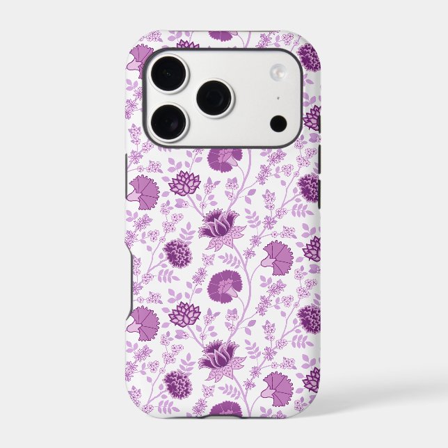 Jacobean Floral Repeat Pattern Pinks on White (Back)