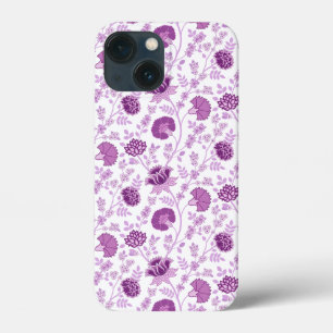 Jacobean Floral Repeat Pattern Pinks on White iPhone 13 Mini Case