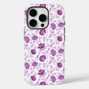 Jacobean Floral Repeat Pattern Pinks on White iPhone 16 Pro Case