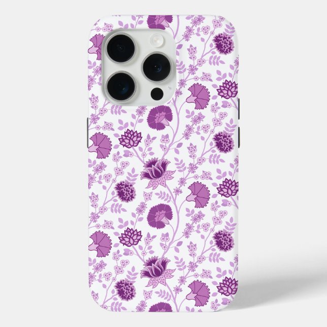 Jacobean Floral Repeat Pattern Pinks on White Case-Mate iPhone Case (Back)