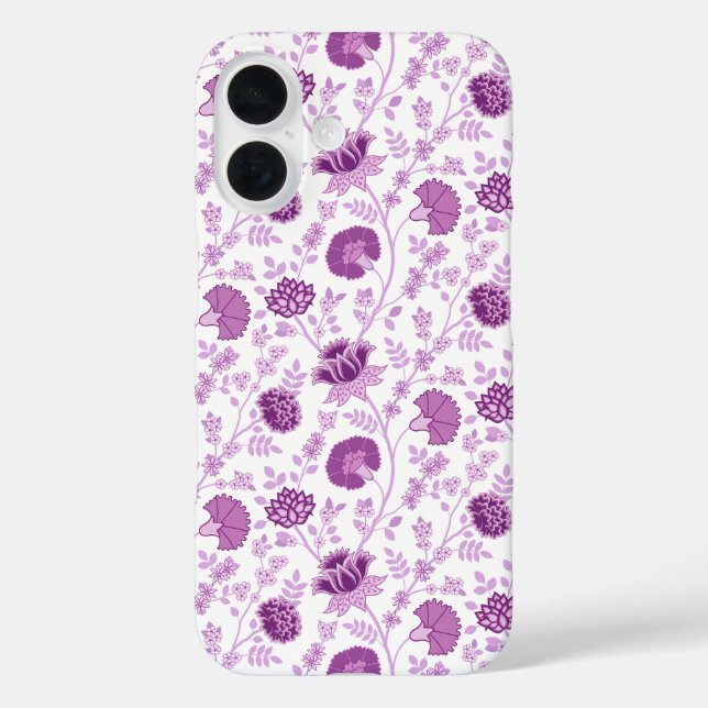 Jacobean Floral Repeat Pattern Pinks on White Case-Mate iPhone Case (Back)