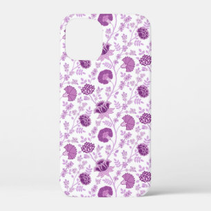 Jacobean Floral Repeat Pattern Pinks on White iPhone 12 Mini Case