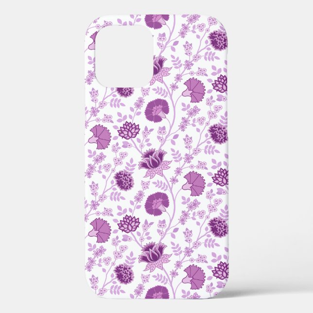 Jacobean Floral Repeat Pattern Pinks on White Case-Mate iPhone Case (Back)