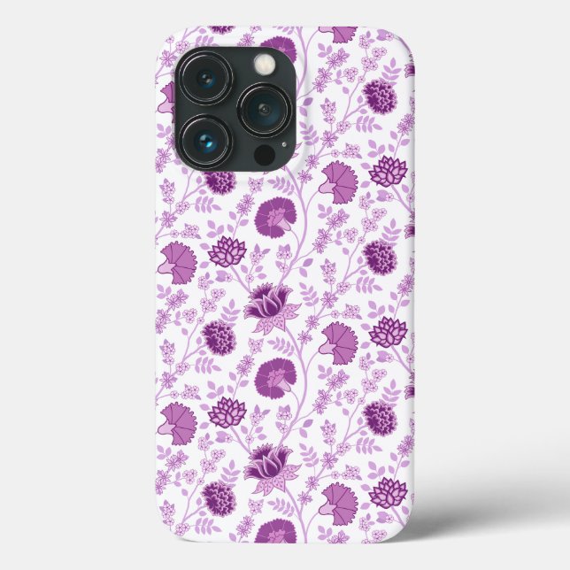 Jacobean Floral Repeat Pattern Pinks on White Case-Mate iPhone Case (Back)