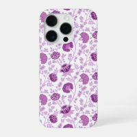 Jacobean Floral Repeat Pattern Pinks on White