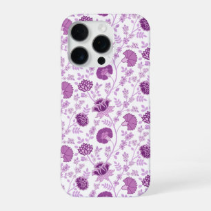 Jacobean Floral Repeat Pattern Pinks on White iPhone 16 Pro Case