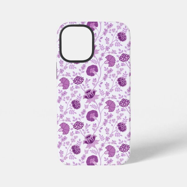 Jacobean Floral Repeat Pattern Pinks on White iPhone Case (Back)