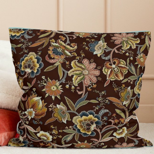 Jacobean Floral Throw Pillow (Creator Uploaded)