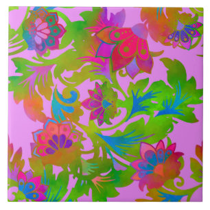 Jacobean Floral Twist Blush Tile