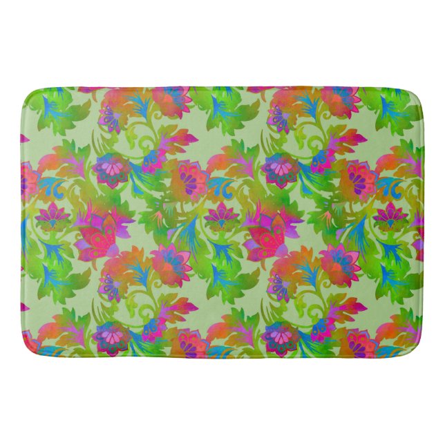 Jacobean Floral Twist Chalk Bath Mat (Front)
