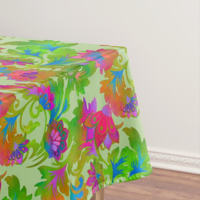 Jacobean Floral Twist Chalk Tablecloth (In Situ)