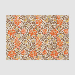 Jacobean Floral Wallpaper, Orange, Brown & Mustard Tissue Paper