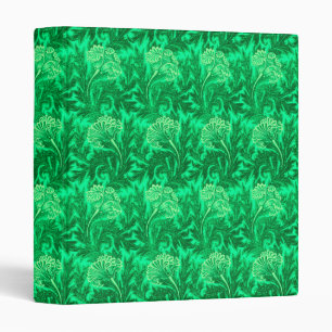 Jacobean Flower Damask, Emerald and Lime Green Binder