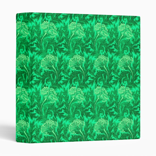 Jacobean Flower Damask, Emerald and Lime Green Binder (Front/Spine)