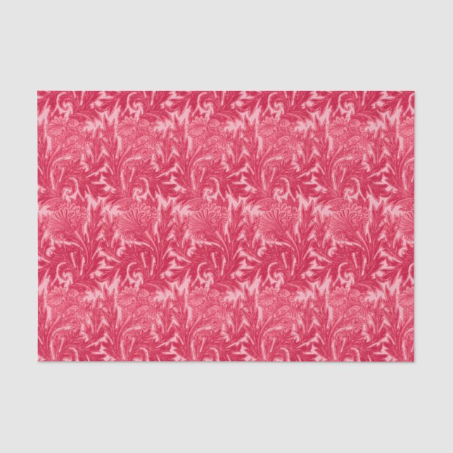 Jacobean Flower Damask, Fuchsia and Light Pink Tissue Paper (Front)