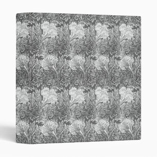 Jacobean Flower Damask, Grey / Grey and White Binder