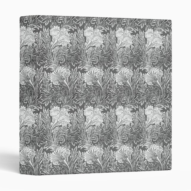 Jacobean Flower Damask, Grey / Grey and White Binder (Front/Spine)