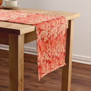 Jacobean Flower Damask, Mandarin and Light Orange Short Table Runner