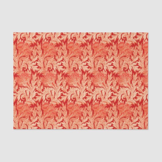 Jacobean Flower Damask, Mandarin and Light Orange Tissue Paper (Front)