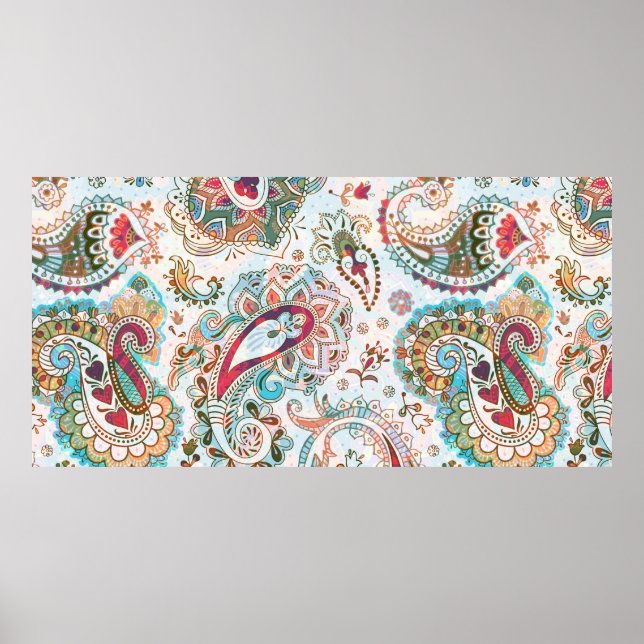 Jacobean seamless pattern. Flowers background, eth Poster (Front)