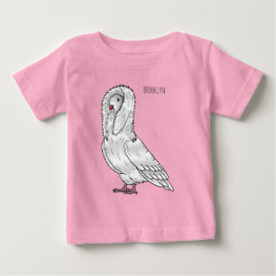 Jacobin pigeon bird cartoon illustration baby T-Shirt