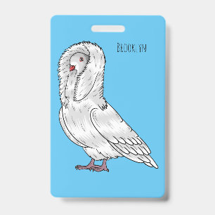 Jacobin pigeon bird cartoon illustration badge