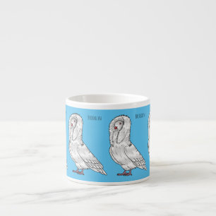 Jacobin pigeon bird cartoon illustration espresso cup