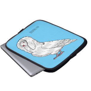 Jacobin pigeon bird cartoon illustration  laptop sleeve