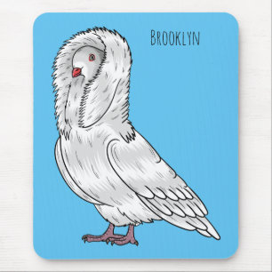 Jacobin pigeon bird cartoon illustration mouse pad